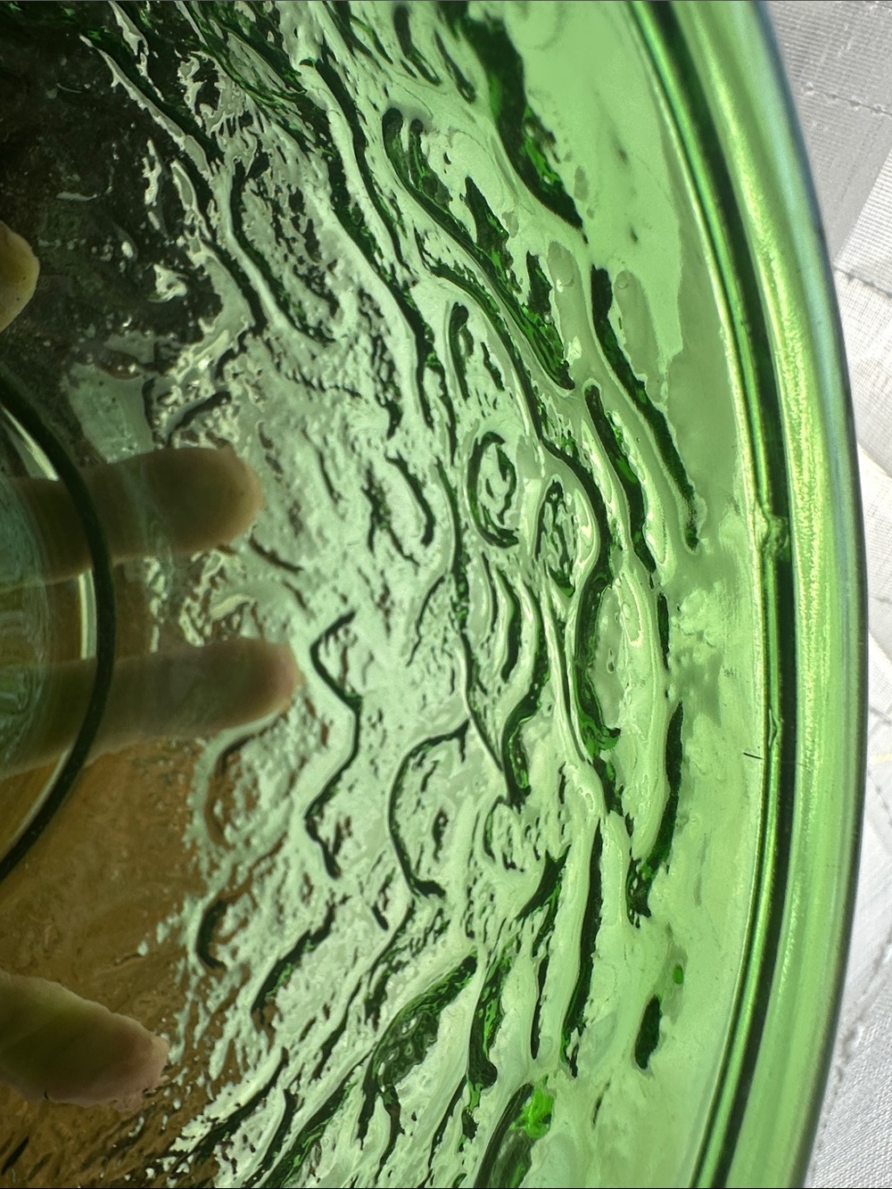 Vintage E.O. Brody Co. Emerald Green Crinkle Glass Bowl / Planter - Picture 7 of 7